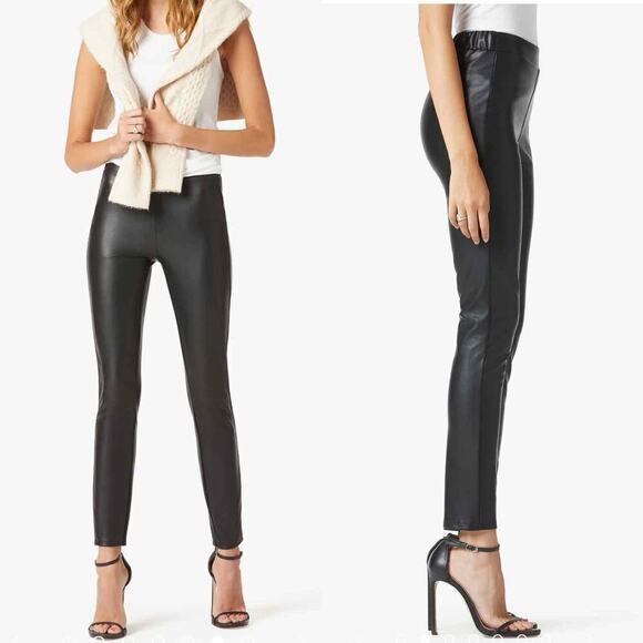 Joe’s Jeans Faux Leather Vegan Korey Leggings Black Size XL Elastic Waist - Picture 7 of 11